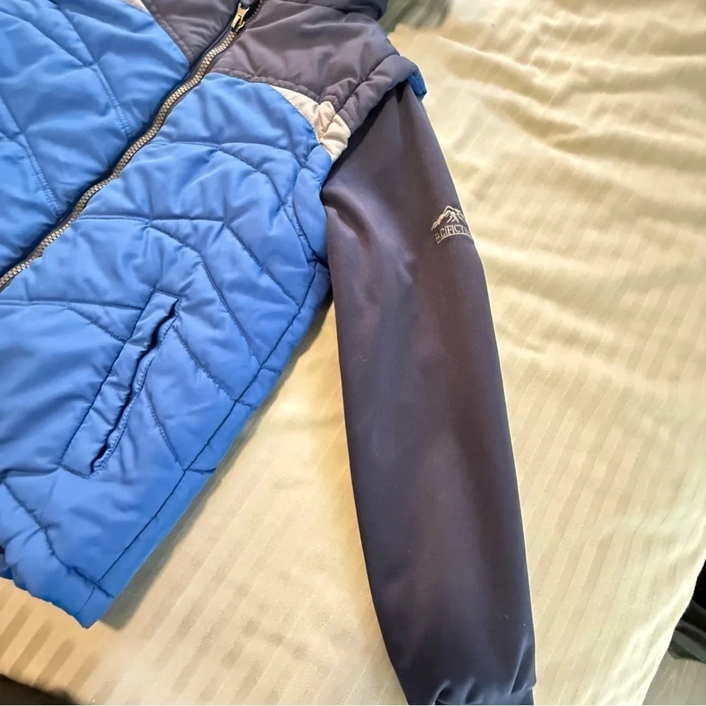 Blue and Gray Hooded Jacket